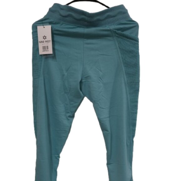 NWT Nine West Active Women's Mesh Side Panel Joggers Teal Blue Small - Picture 3 of 4